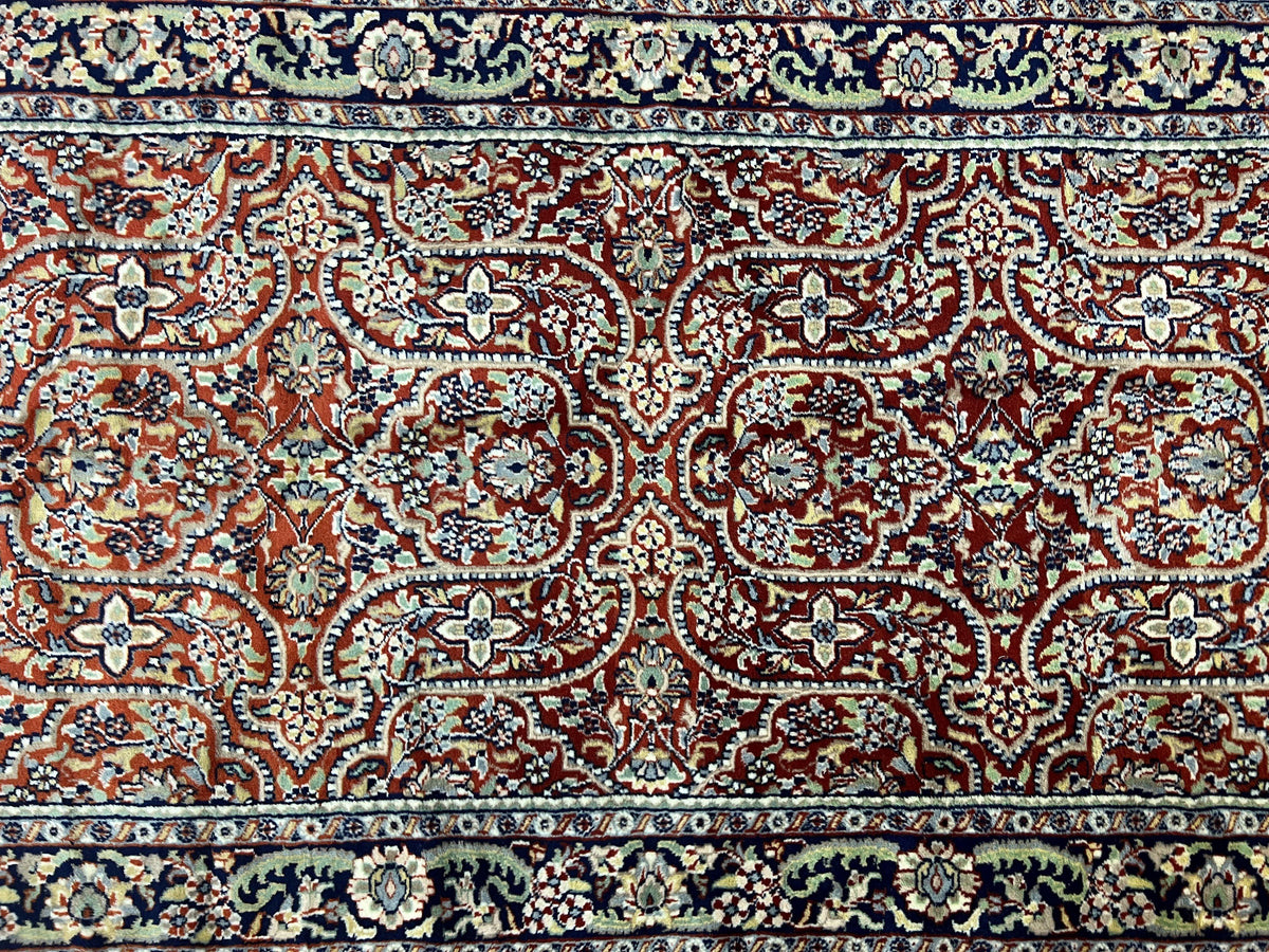 Indo Persian Rug 4x7, Allover Floral Oriental Carpet, Red and Navy Blue, Hand Knotted Indian Kashmiri Traditional Vintage Area Rug 4 x 7 ft - Jewel Rugs, view 12