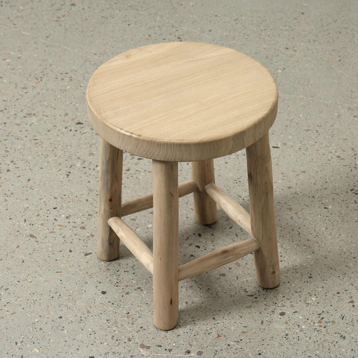 14" Round Solid Stool Weathered Natural