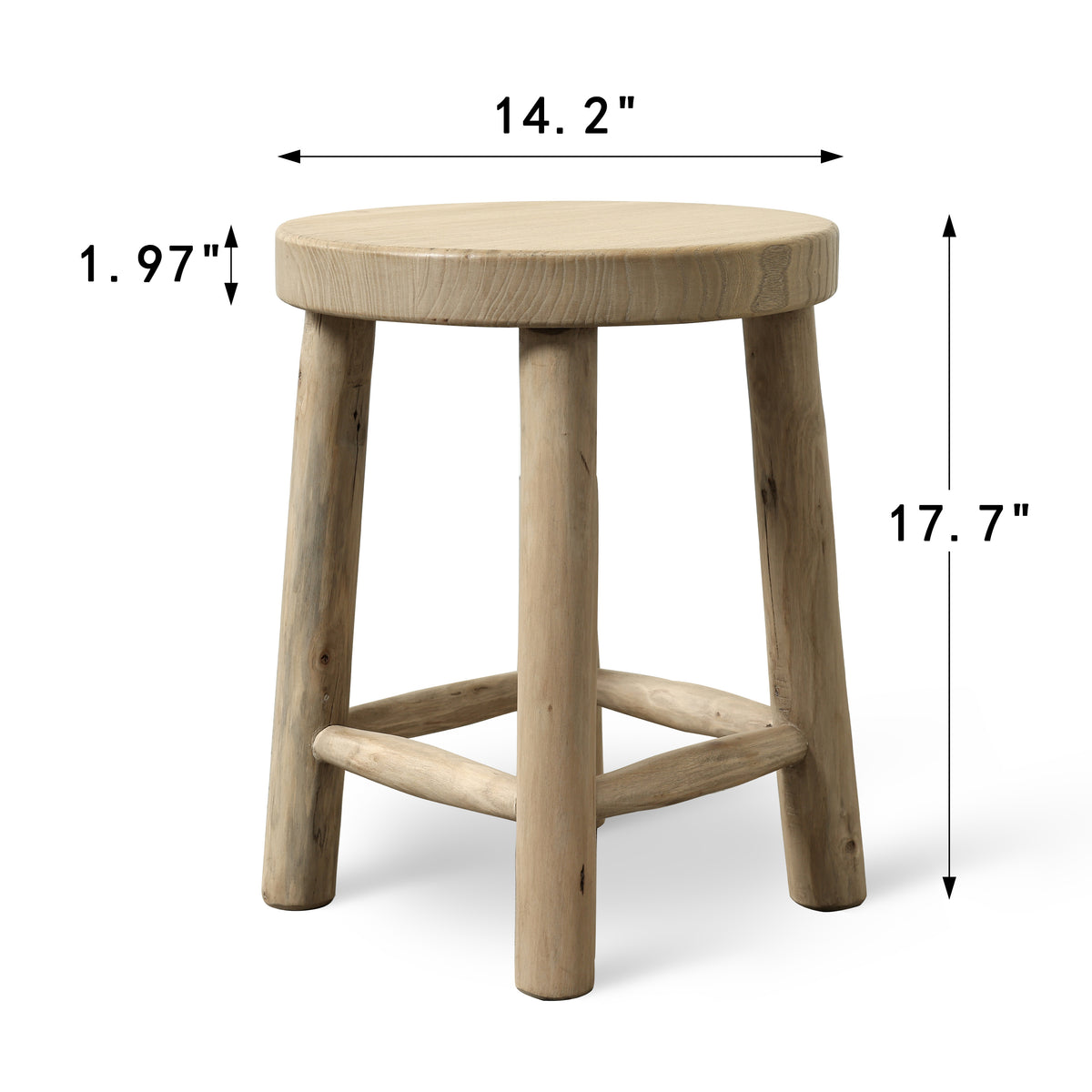 14" Round Solid Stool Weathered Natural