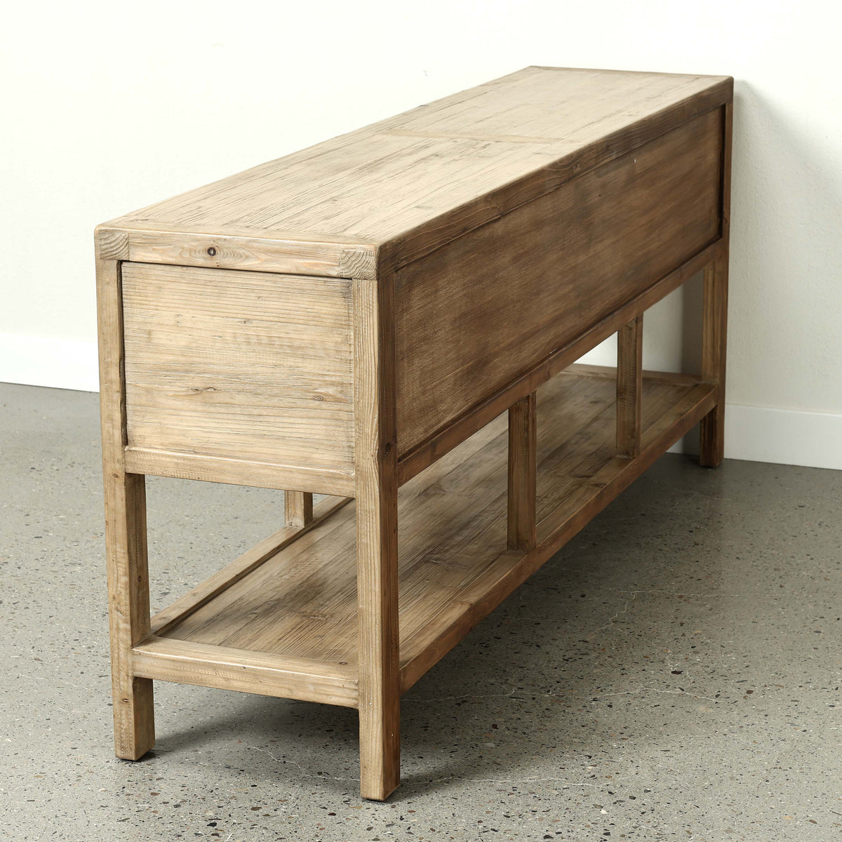 75" Long Console Table 9 Drawers Weathered Natural