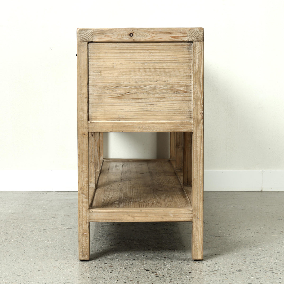 75" Long Console Table 9 Drawers Weathered Natural