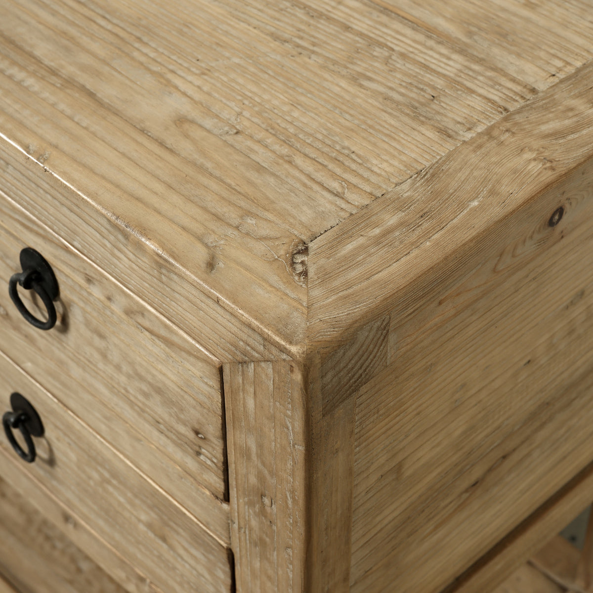75" Long Console Table 9 Drawers Weathered Natural