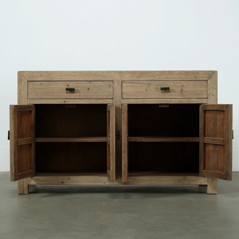 Two Drawer Sideboard | Weathered Neutral Reclaimed Wood