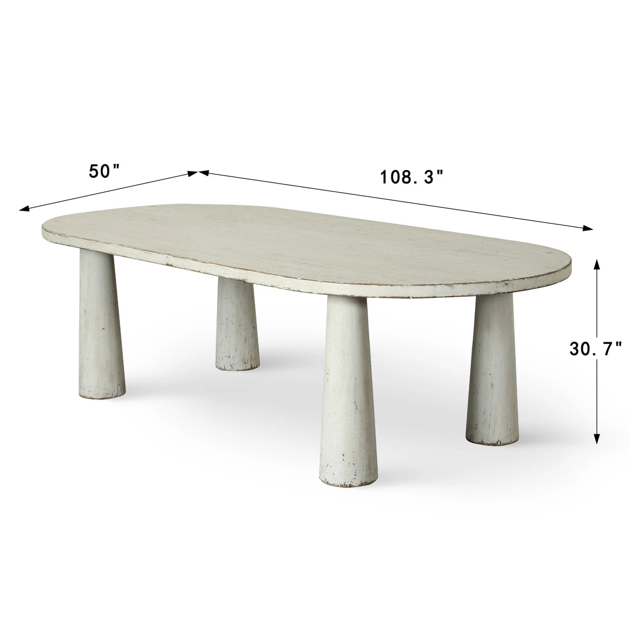 Amalfi Two-Tone Oval Dining Table | Distressed Natural Finish