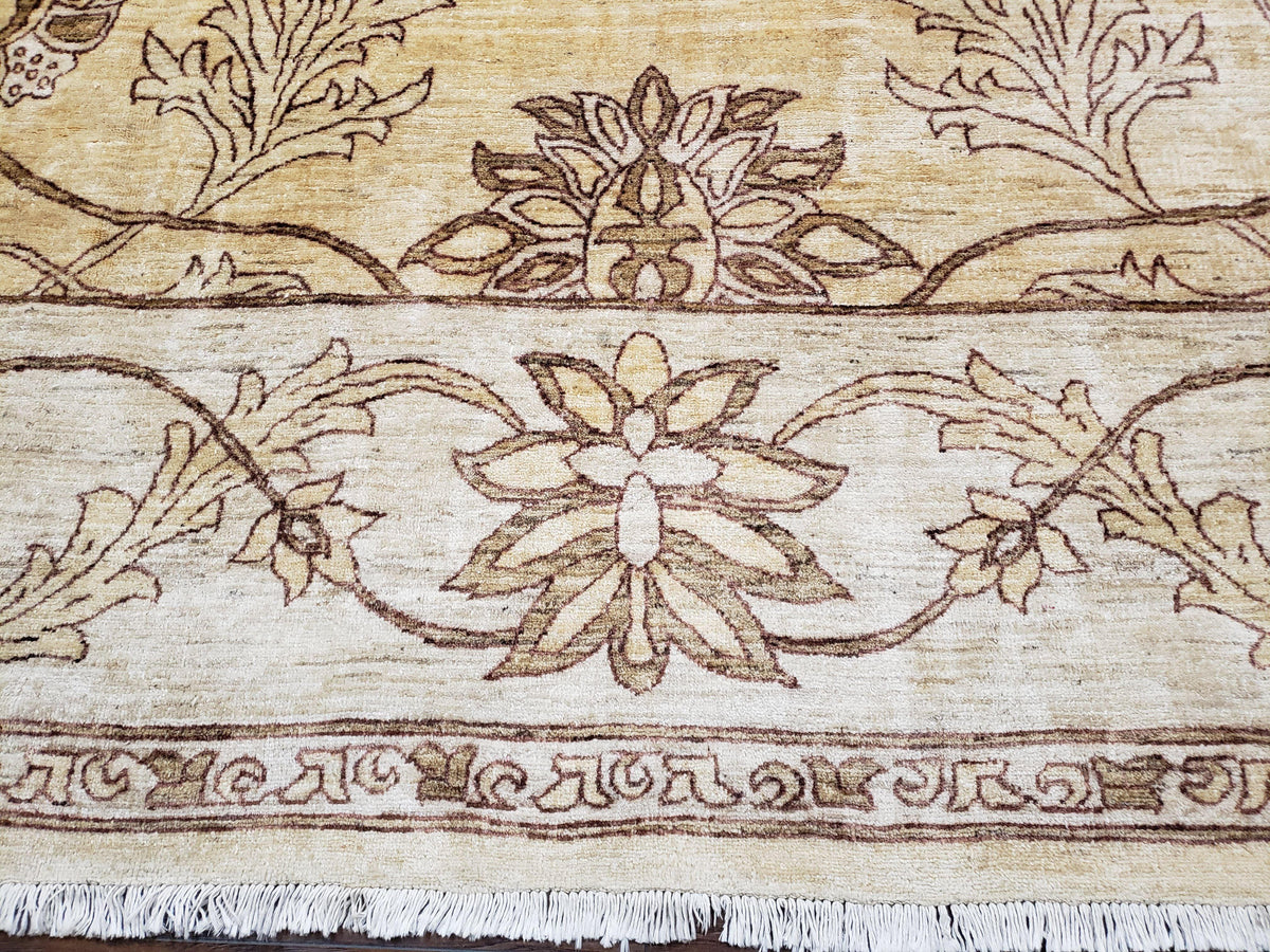 Oversized Peshawar Chobi Oushak Area Rug 11.6 x 12.5, Wool Hand-Knotted Light Gold & Ivory Decorative Pakistani Floral Carpet, 11x12 - 12x13 - Jewel Rugs, view 6