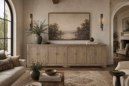 122" Long Ravello Cabinet with 8 Doors Weathered Gray image 2