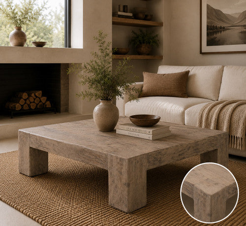 55" Square Ravello Coffee Table Weathered Gray image 2