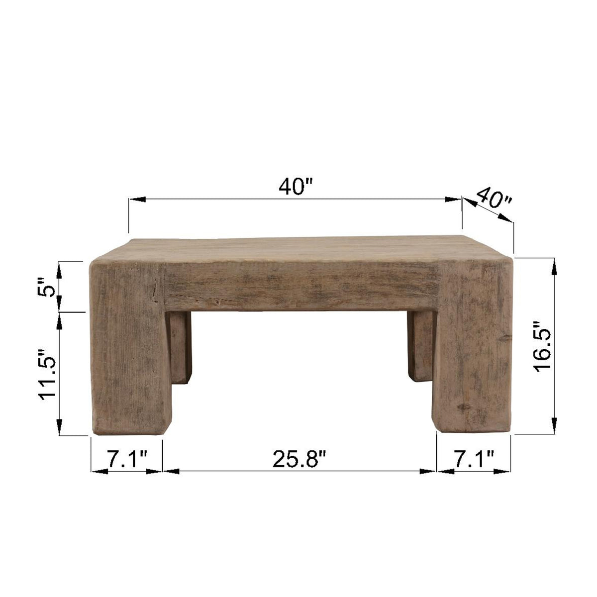 40" Square Ravello Coffee Table Weathered Gray