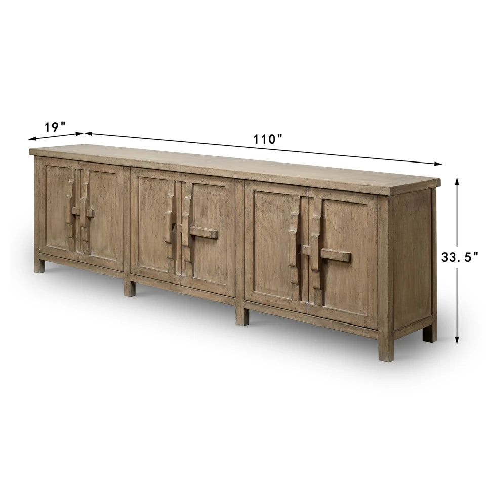 Nico Six Door Sideboard | Weathered Natural Reclaimed Wood