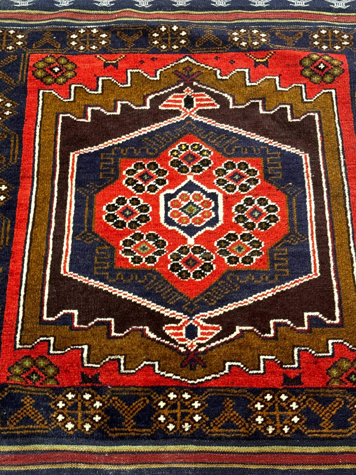 Afghan Rug 3x5, Tribal, Navy Blue, Wool, Handmade, Geometric, Rustic - Jewel Rugs, view 7