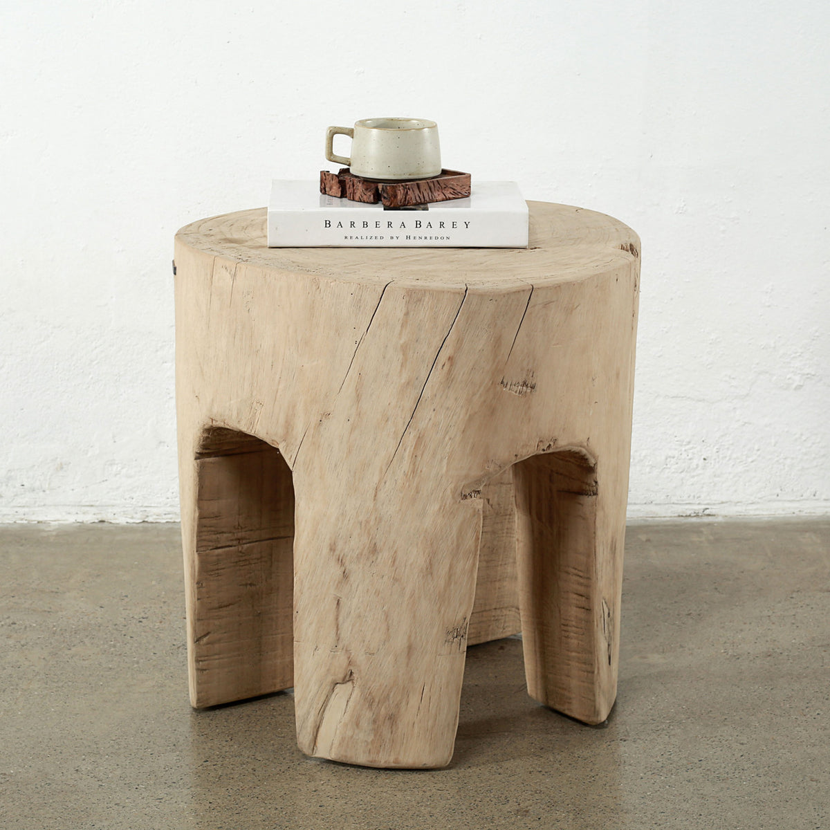 Approx.14-20 Inches Wide Live Edge Tree Table Weathered Natural