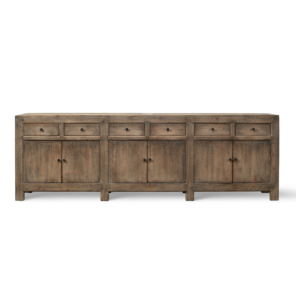 Six Drawer Six Door Sideboard | Weathered Natural Solid Wood