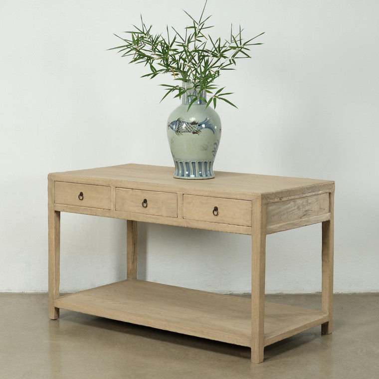 Approx.62" W 32"D Counter Table with Six Drawers Weathered Natural image 3
