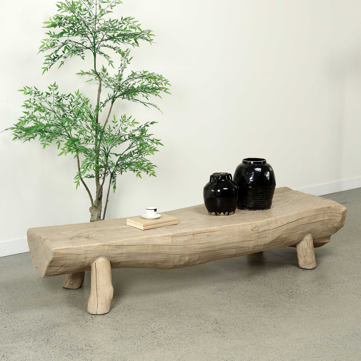 Approx. 78" W 25"D Live Edge Log Coffee Table Weathered Natural