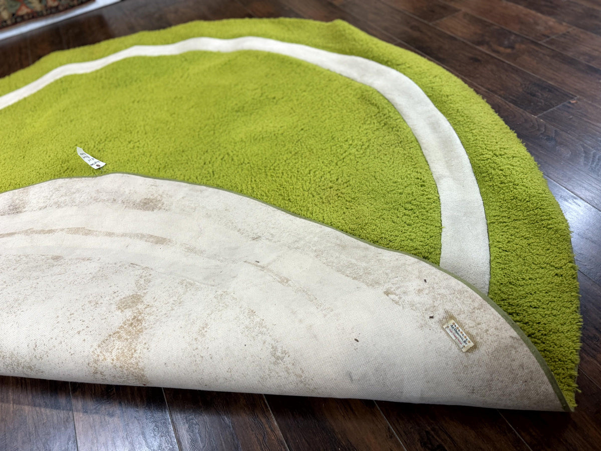 Large Round Rug 9x9, Vintage Retro Design, Lime Green - Jewel Rugs, view 12