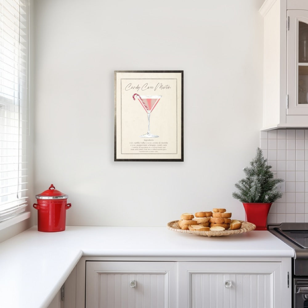 Watercolor Candy Cane Martini Cocktail and Recipe - Antique Curiosities, view 2