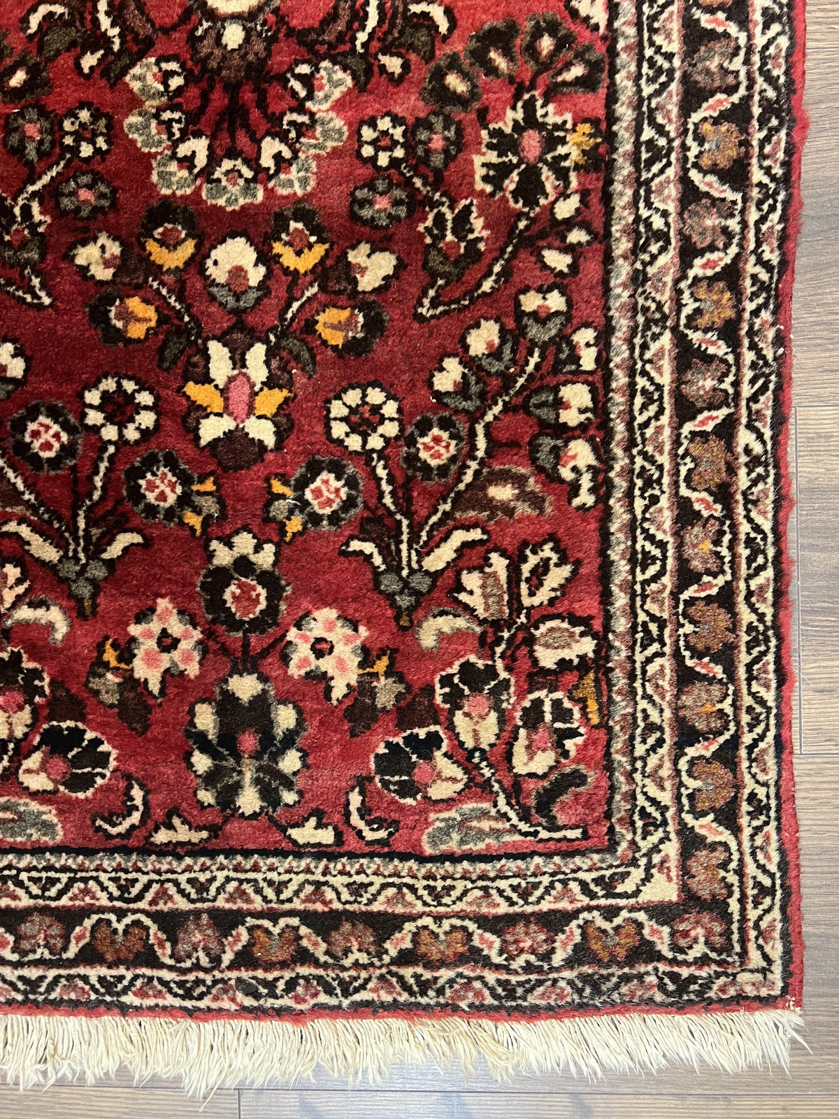 Small Persian Sarouk Rug 2x4 ft, Allover Floral Pattern, Red Black Cream, Hand Knotted Wool Traditional Oriental Carpet, Antique Persian Rug 2 x 4 - Jewel Rugs, view 9
