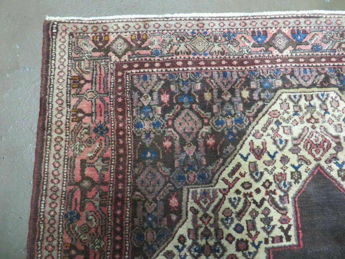 4' X 5' Antique Handmade India Floral Oriental Wool Rug Brown Vegetable Dyes - Jewel Rugs, view 7