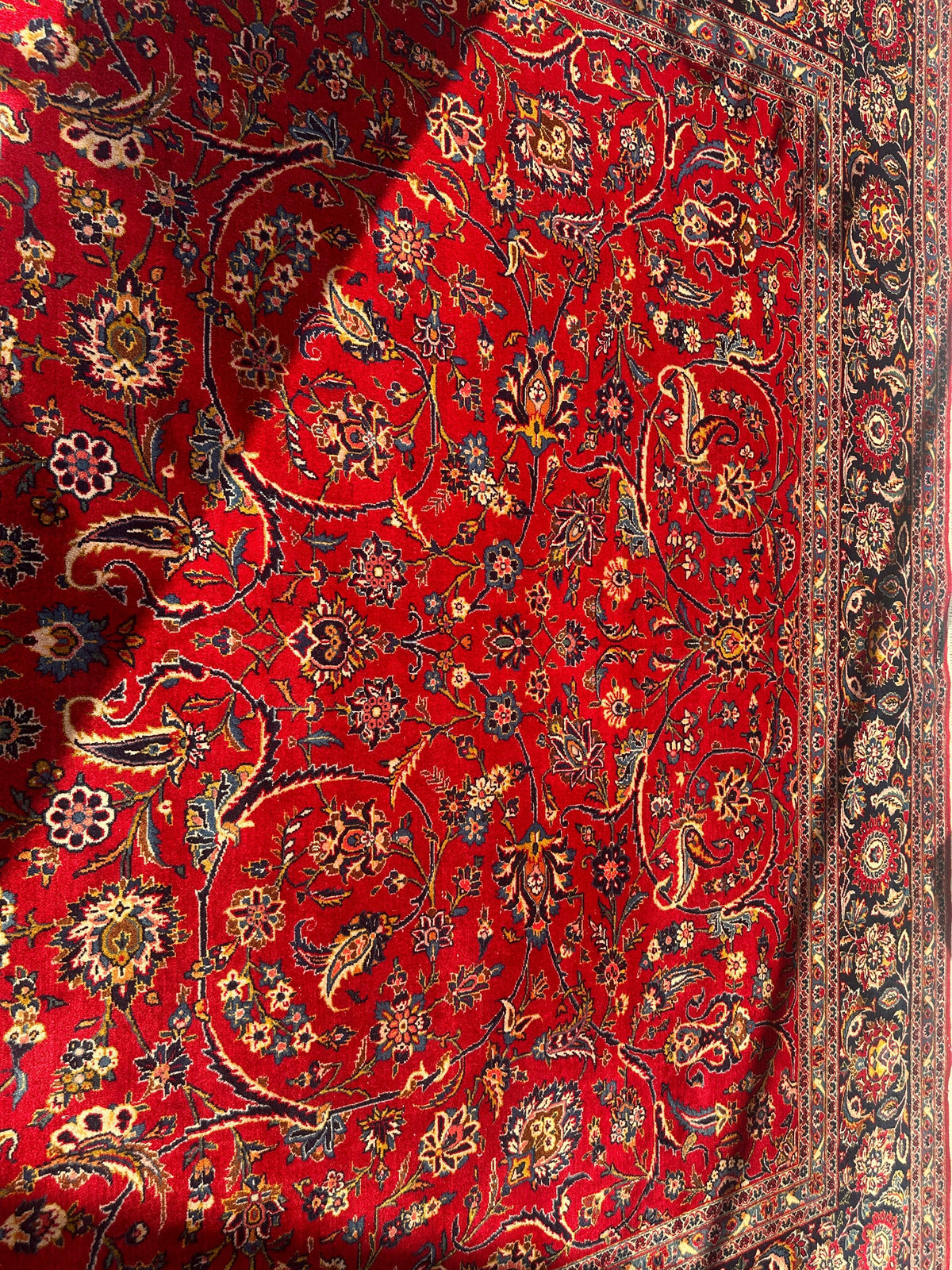Persian Kashan Rug 10x14 | Red, Navy & Ivory | Hand-Knotted Wool - Rugistan, view 24