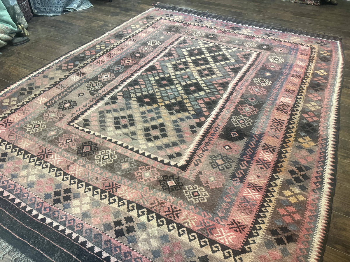 Persian Kurdish Kilim Rug 8x10, Large Flatweave Tribal Bohemian Rug, Vintage Zarand Kilim - Jewel Rugs, view 3