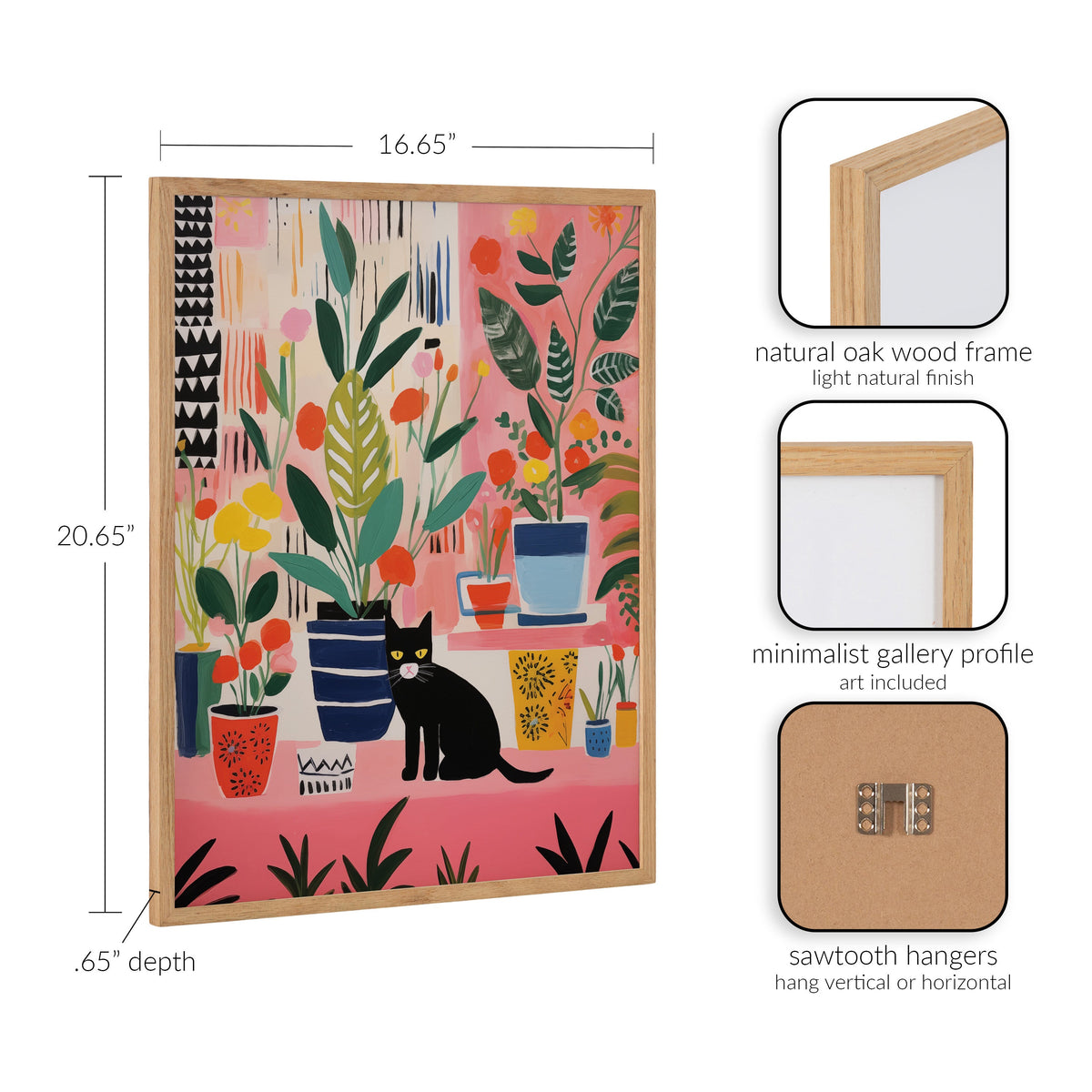 Gallery Whimsical Houseplants and a Black Kitty Cat Print by The Creative Bunch Studio