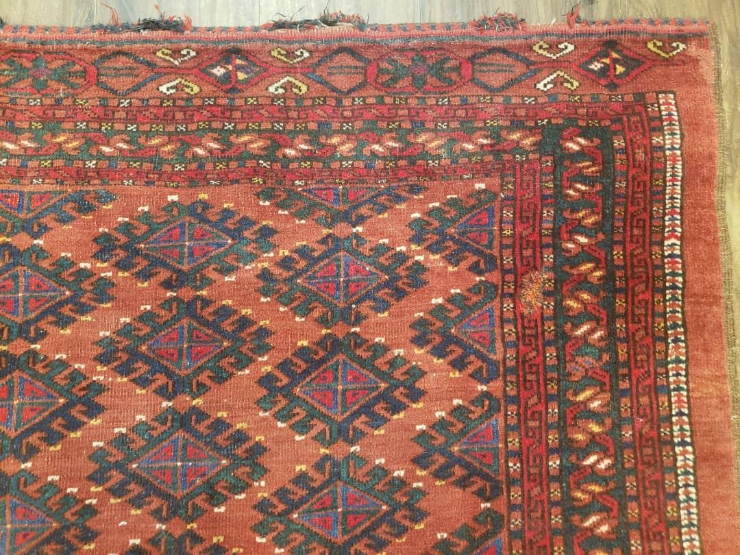 Antique Turkoman Rug 3'4" x 5', Collecticble Yamud Oriental Rug, Seat Pillow Cushion Cover, Tribal Mat, Wool Red Hand-Knotted Mafresh Carpet - Jewel Rugs, view 5