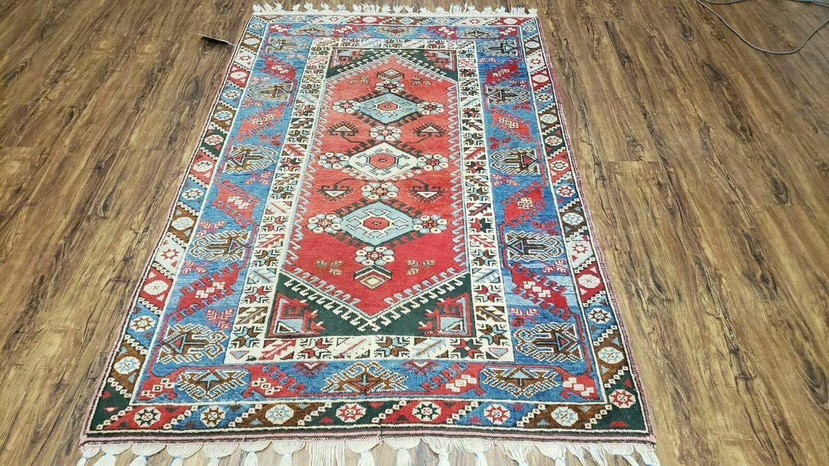 4' X 6' Handmade Turkish Super Kazak Shirvan Wool Rug Colorful - Jewel Rugs, view 2