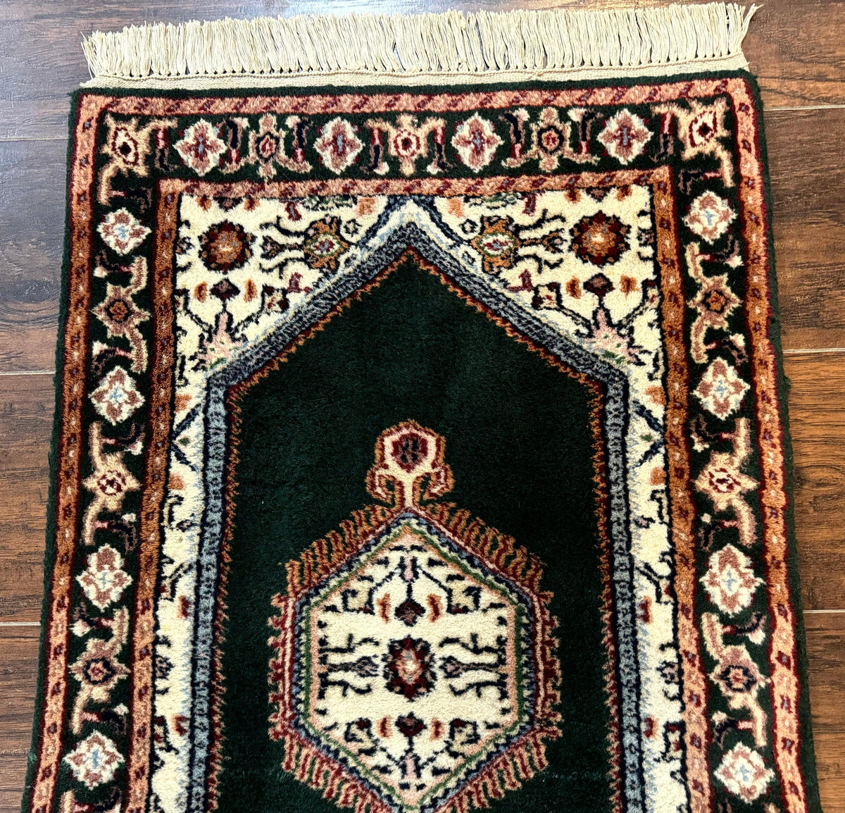 Small Indo Persian Dark Green Rug 2x3, Geometric Semi Open Field - Jewel Rugs, view 4
