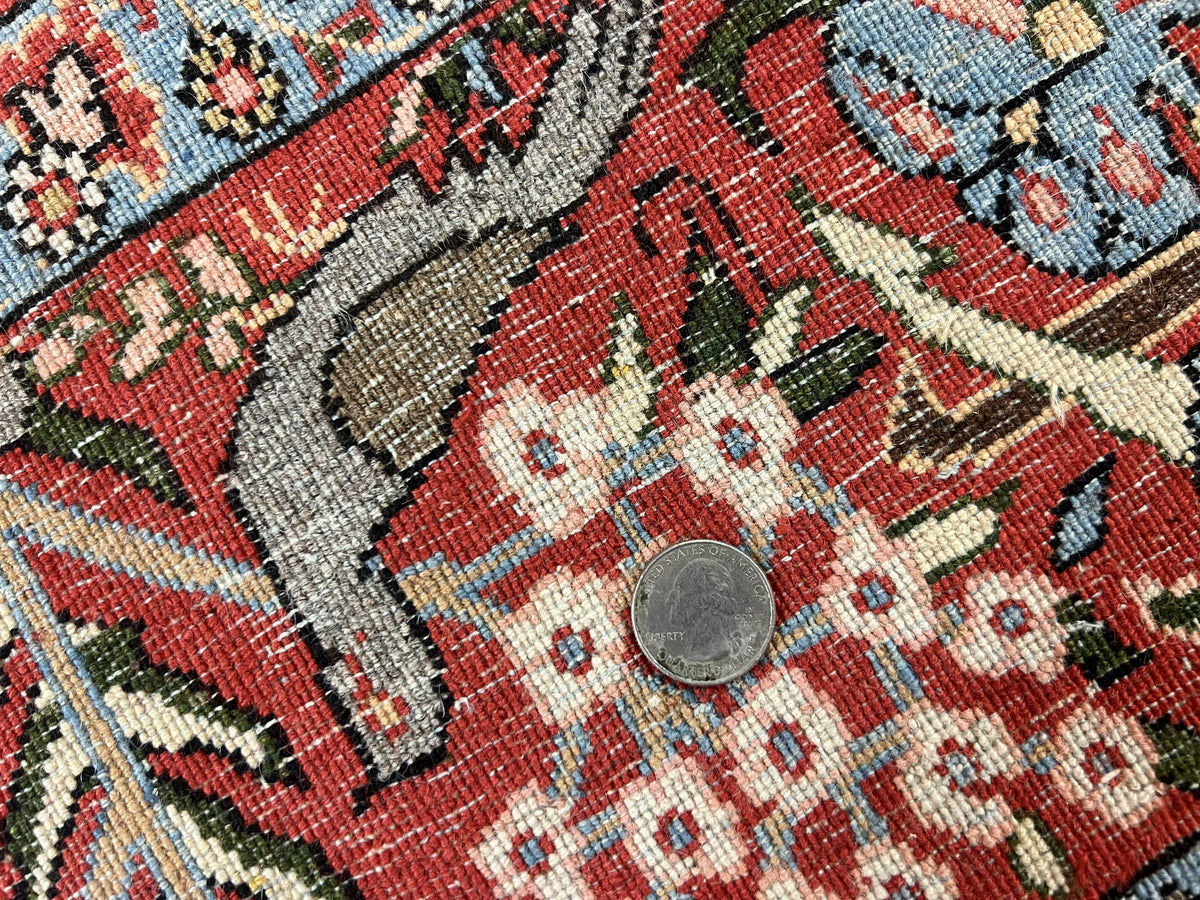 Persian Tree of Life 5x7, Qum Rug, Animal Motifs, Deer Birds, Fine 225 KPSI, Semi Antique Wool Rug, Cream Red - Jewel Rugs, view 10
