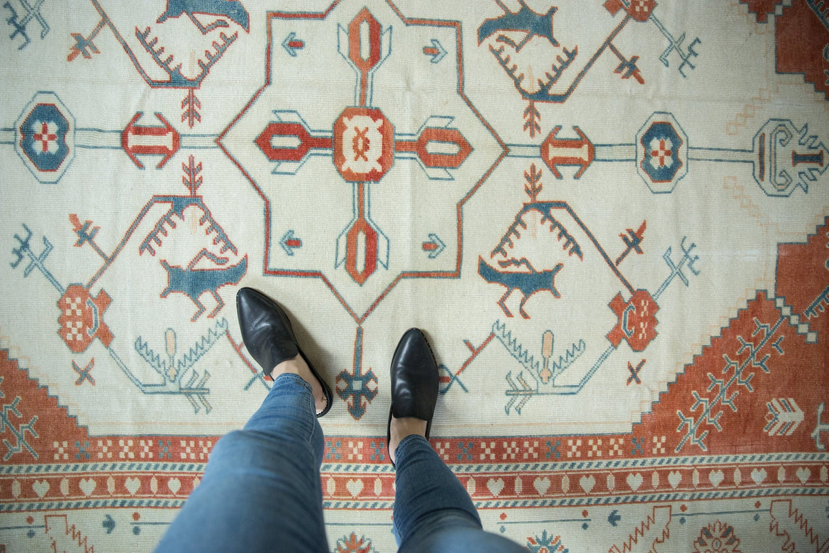 7.5x10 Vintage Distressed Oushak Carpet