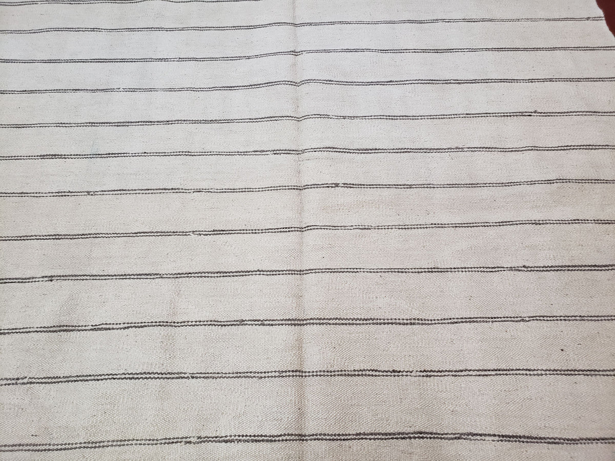 New Turkish Kilim Rug, Striped Area Rug, Southwestern Style, Off-white/Ivory Color, 5x8 Kilim Carpet, Hand-Knotted, Flatweave, Wool - Jewel Rugs, view 4
