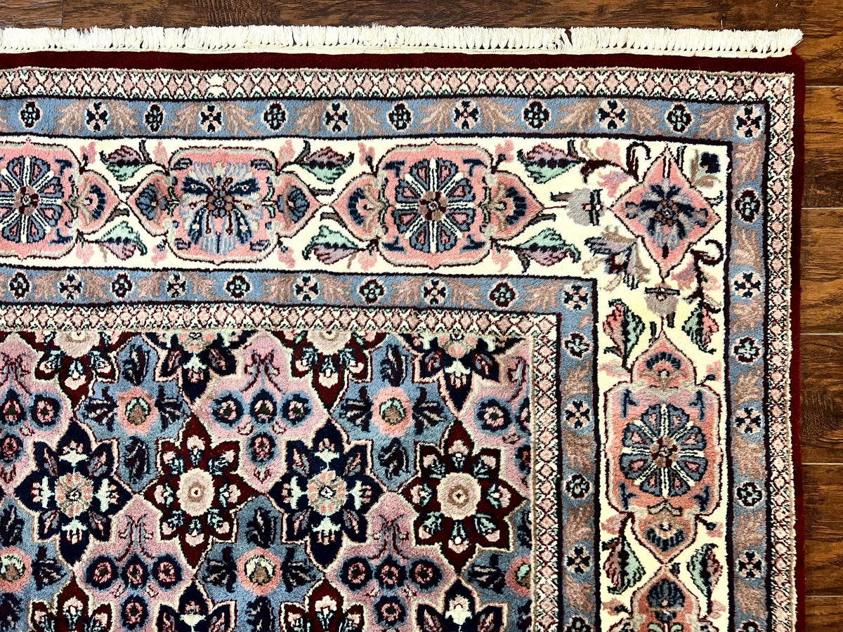 Indo Persian Rug 8x10, Repeated Allover Pattern, Navy Blue Ivory, Handmade Vintage Wool Carpet - Jewel Rugs, view 8