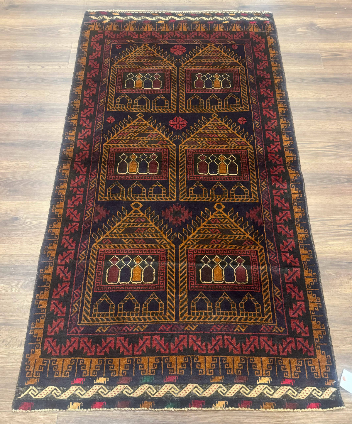 Afghan Rug 3x7, Navy Blue, Tribal Rug, Balouch Carpet, New - Jewel Rugs, view 2