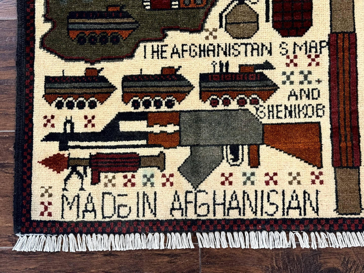 Afghan War Rug, Tanks Helicopters Guns - Jewel Rugs, view 6