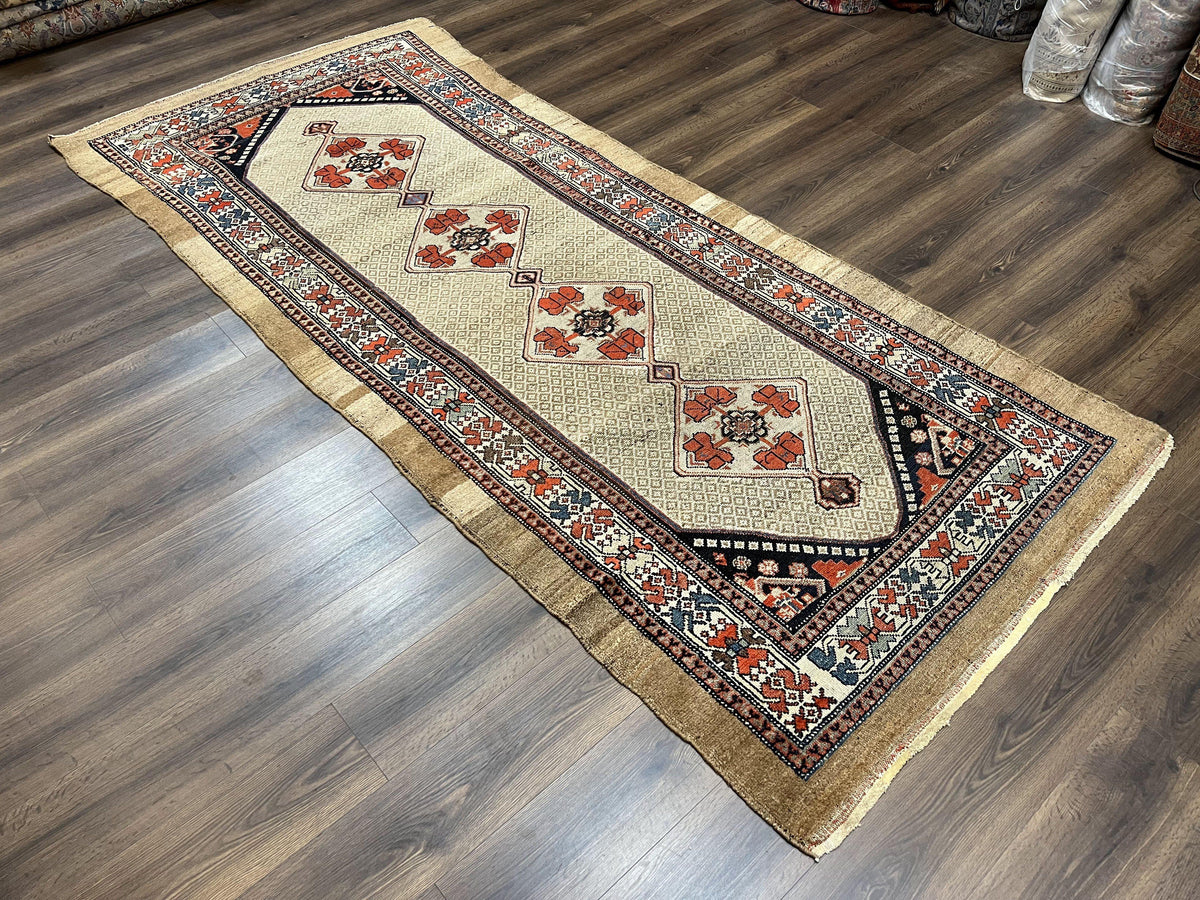 Rare Persian Sarab Tribal Runner Rug 4 x 10, Antique, Geometric Medallions, Camel Hair Runner - Jewel Rugs, view 2