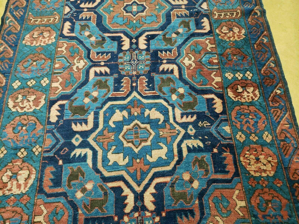 3'10" X 10' Antique Caucasian Seychor Rug Hand Made Wool Carpet Organic Dye Nice - Jewel Rugs, view 12