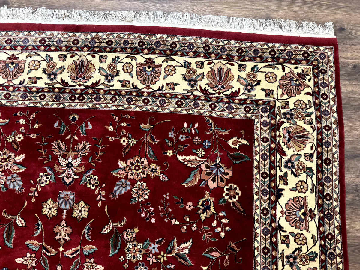 Indo Persian Rug 8x10, Red and Cream, Floral, Pande Cameron - Jewel Rugs, view 8