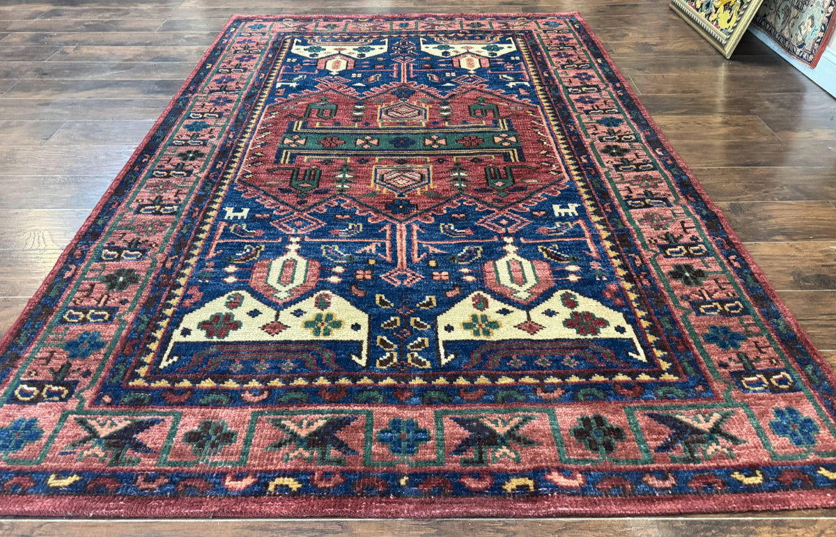 Persian Tribal Heriz Design Rug 6x9, Pottery Barn Rug, Hand Knotted Wool Vintage Rug - Jewel Rugs, view 2