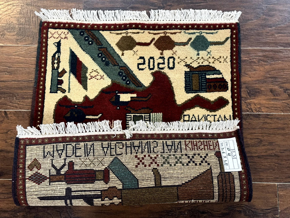 Afghan War Rug 2 x 2.6, Guns Tanks Helicopters - Jewel Rugs, view 12