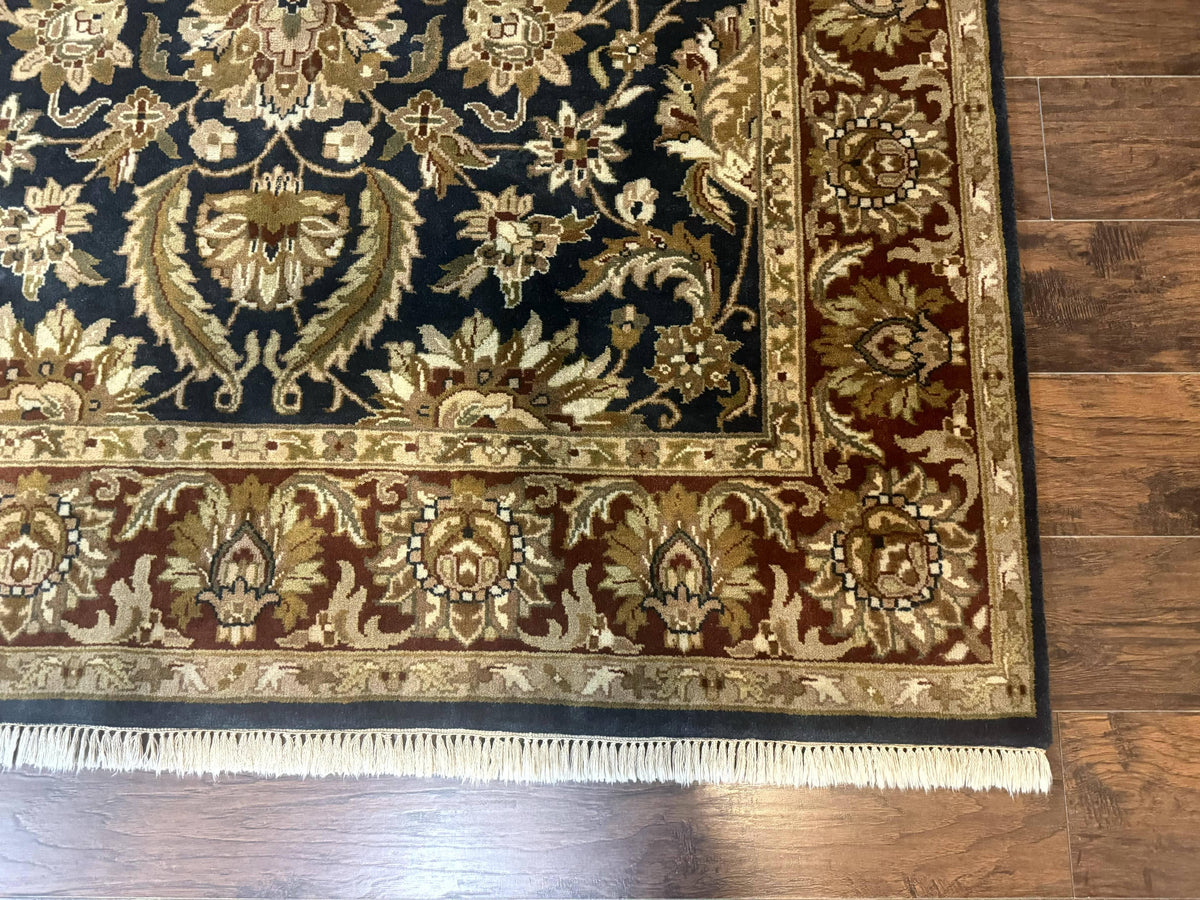 Indian Agra Rug 6x9, Floral, Traditional Rug, Dark Green Maroon Tan - Jewel Rugs, view 10