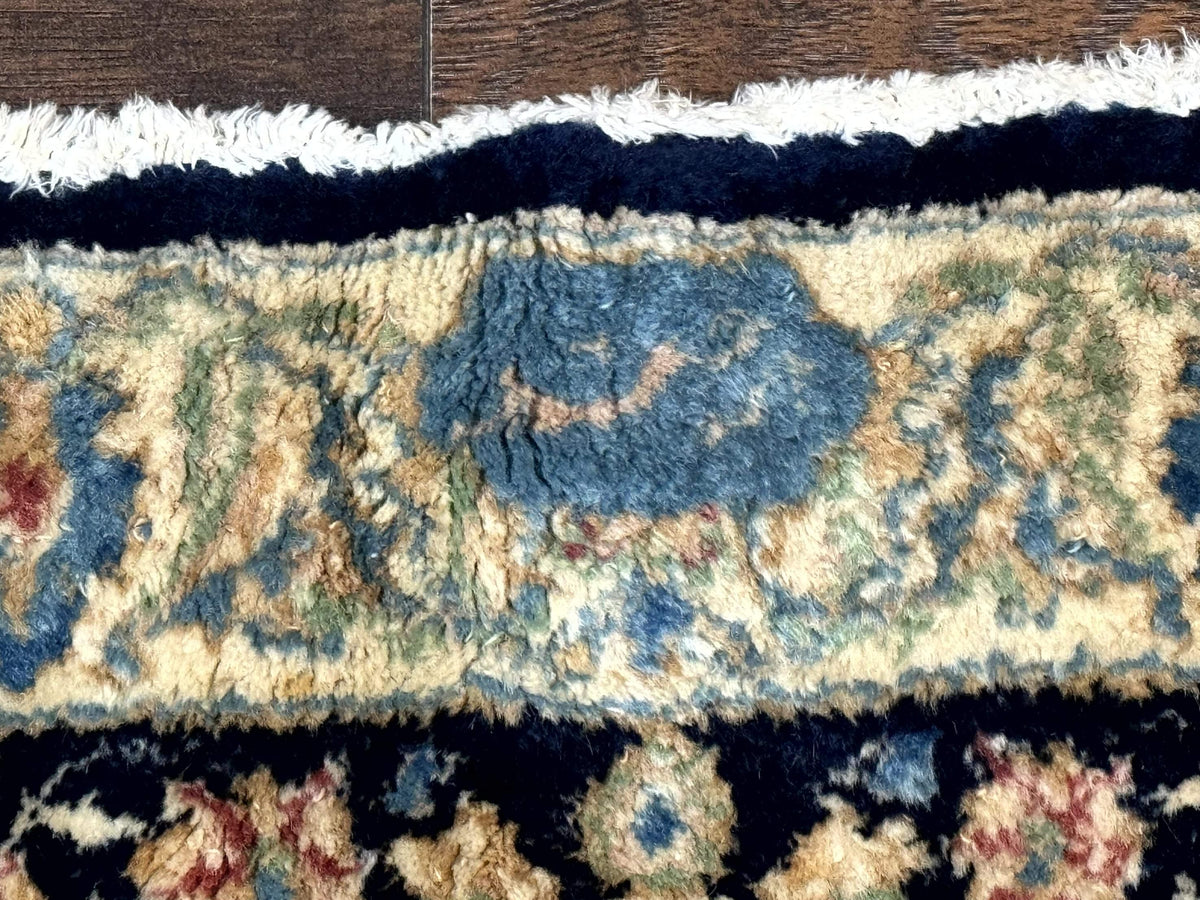 Large Persian Kerman Rug 10x14, Navy Blue and Beige, Floral Medallion, Traditional Elegant Persian Carpet, Signed by Masterweaver - Jewel Rugs, view 12