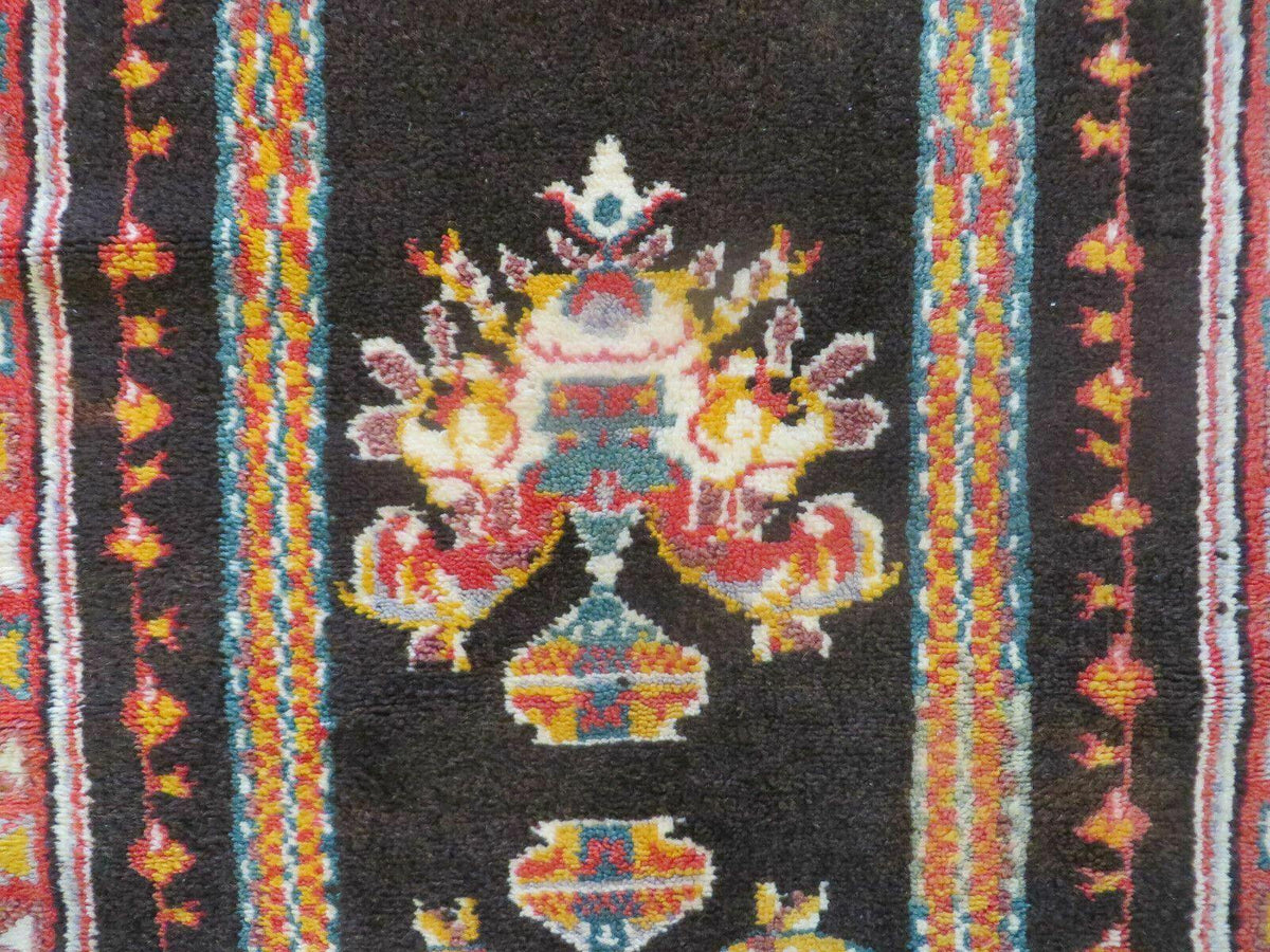 Antique Moroccan Runner Rug 3x7, Moroccan Prayer Rug, Double Mehrab Prayer Arches, Black and Red, Hand-Knotted Wool Carpet, Hallway Rug Nice - Jewel Rugs, view 12