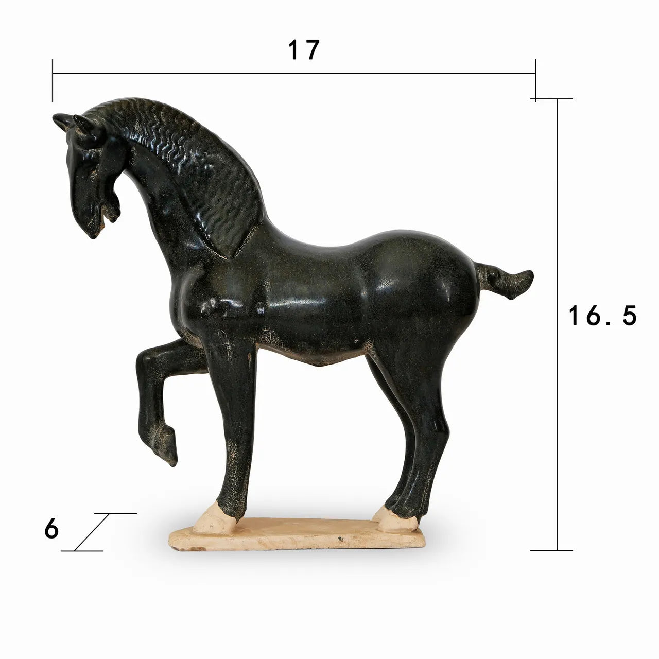 Terra Cotta Tang Horse Hoof Up, Black Glazed image 1