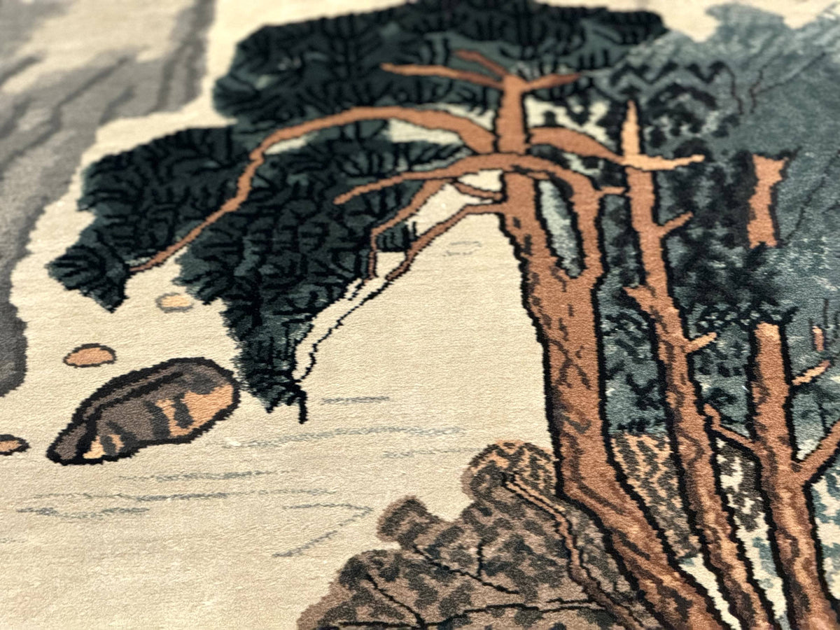 Chinese Silk Wall Hanging 3x5, Handmade, River and Boat Scene, Rug Tapestry - Jewel Rugs, view 5