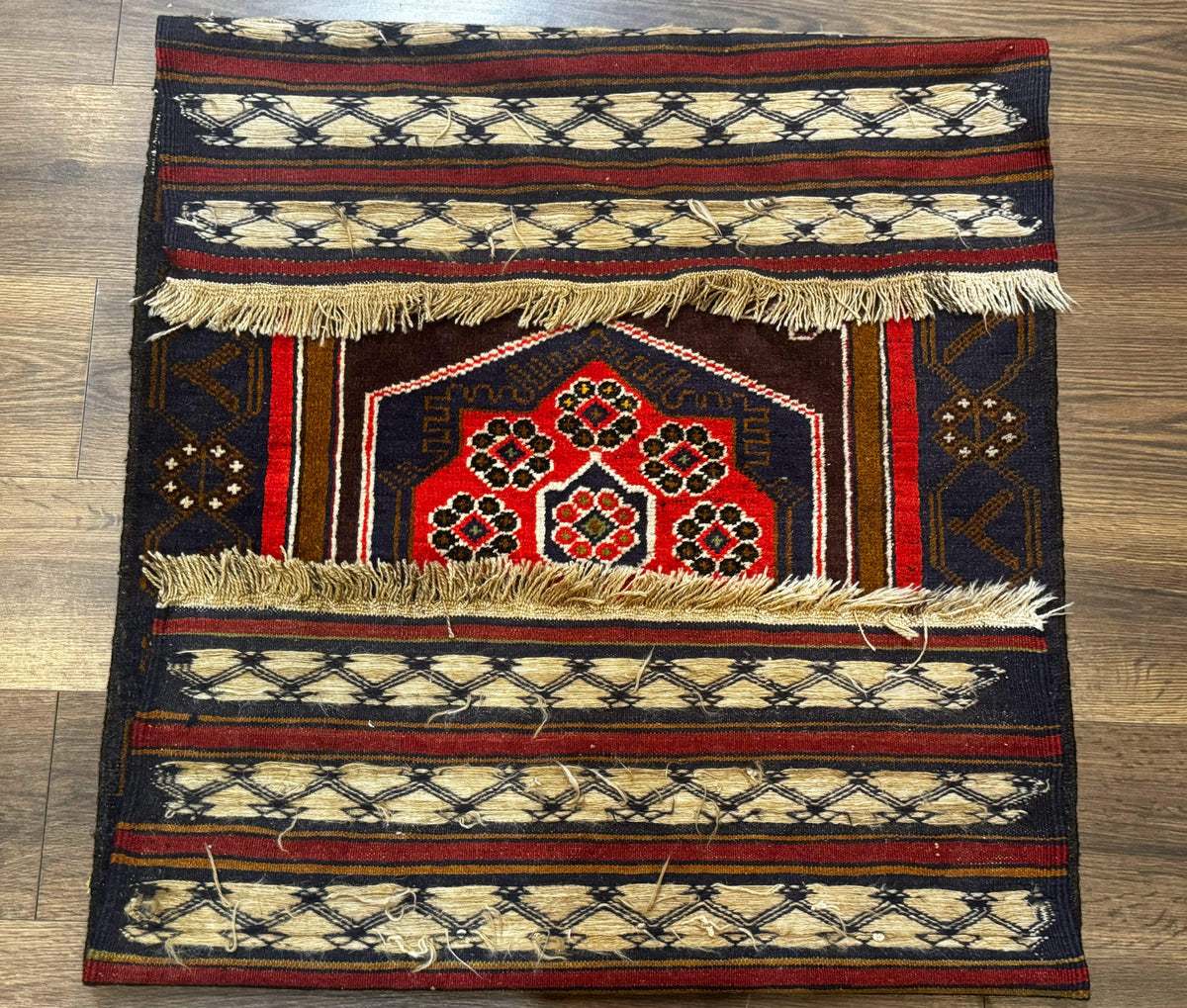 Afghan Rug 3x5, Tribal, Navy Blue, Wool, Handmade, Geometric, Rustic - Jewel Rugs, view 12