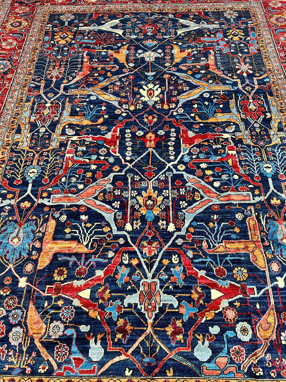 Afghan Bidjar Rug 9x12 | Navy, Red & Gold | Hand-Knotted Wool - Rugistan, view 5