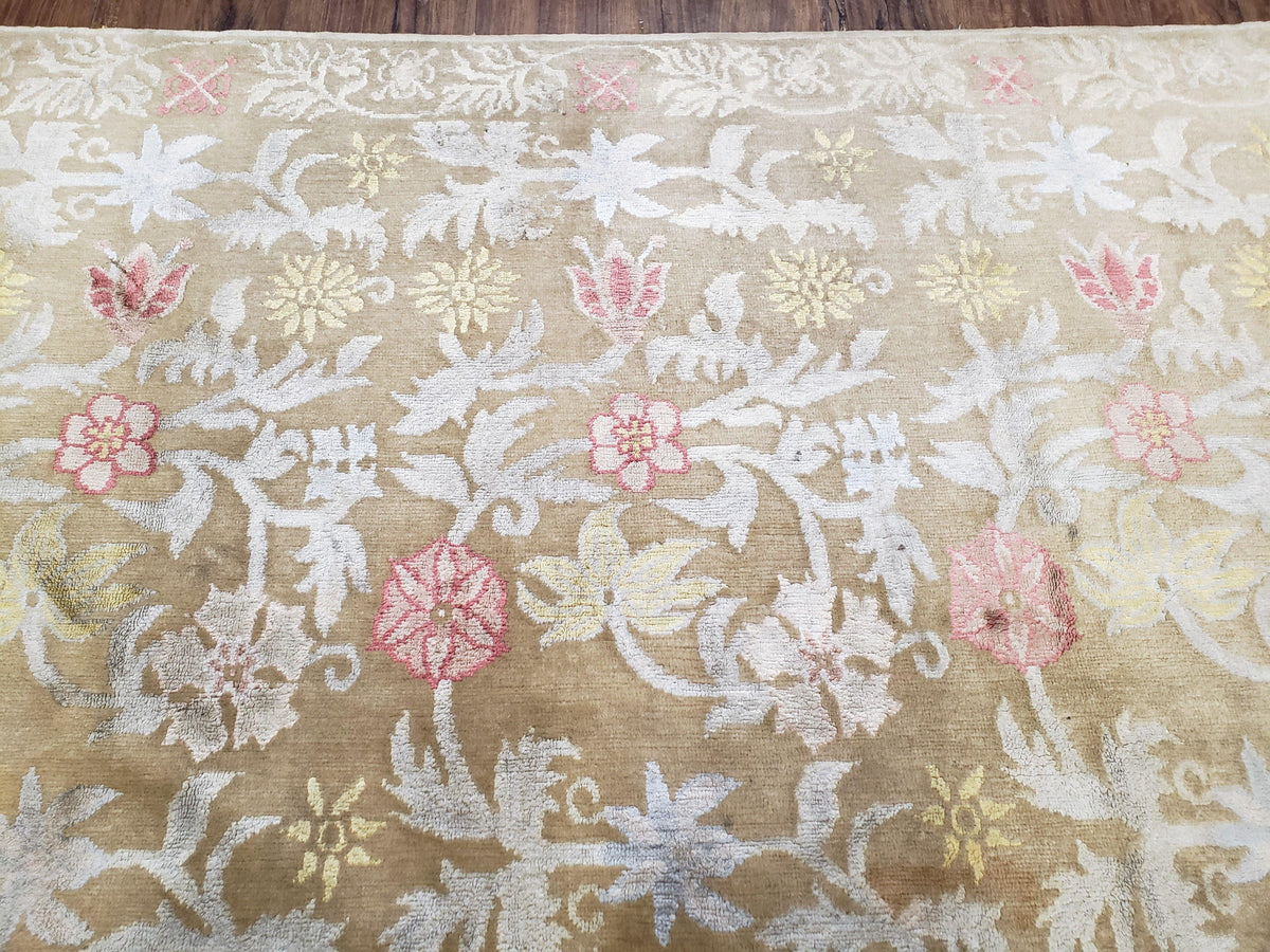 Modern Tibetan Rug 6x9, Wool and Silk Tibetan Rug, Handmade Tibetan Rug, Silk Flowers, Contemporary Rug, Soft Rug, Tibetan Area Rug, Tan - Jewel Rugs, view 4