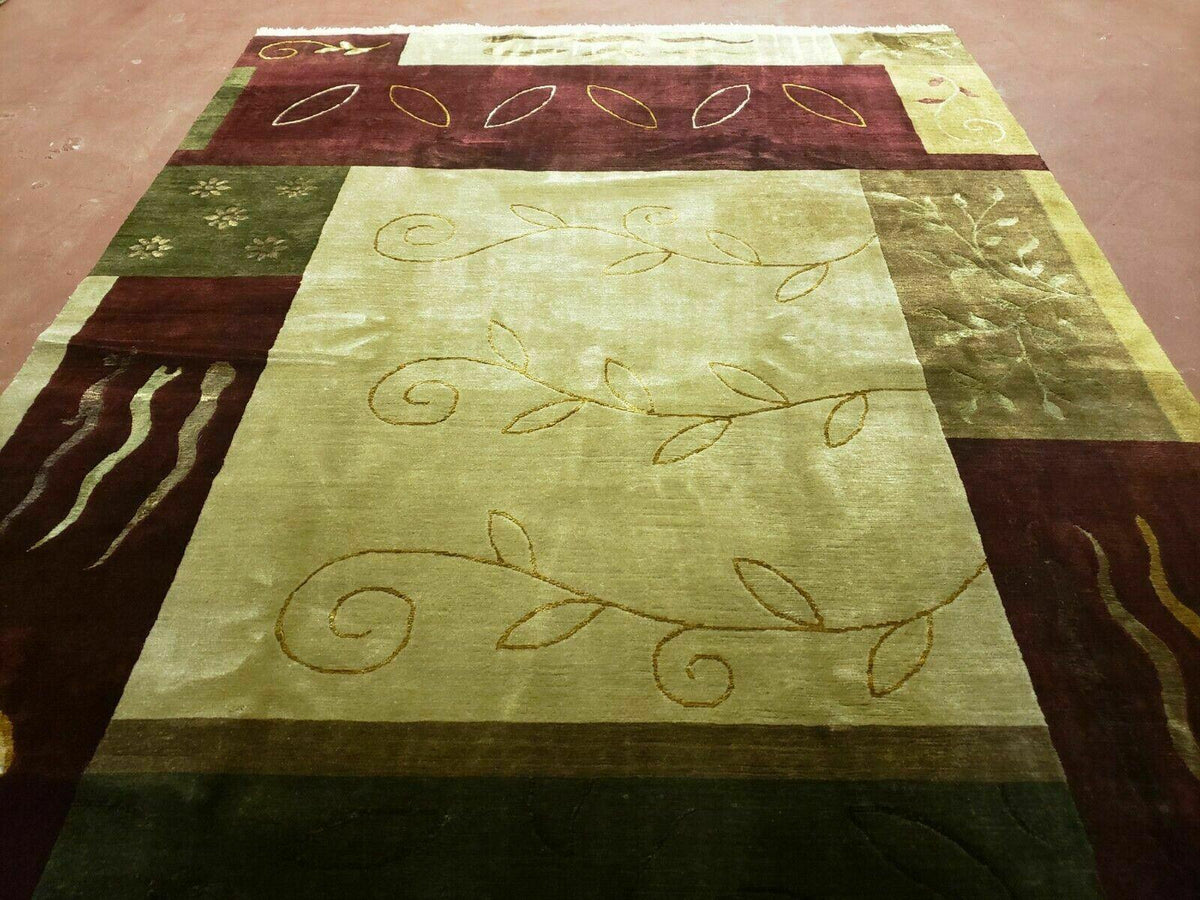 6' X 9' Modern Handmade Tibetan Nepal Wool & Silk Rug Decorative Abstract Gold - Jewel Rugs, view 11