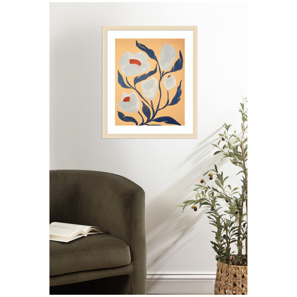 Framed Art Gray Flower by Emma Daisy