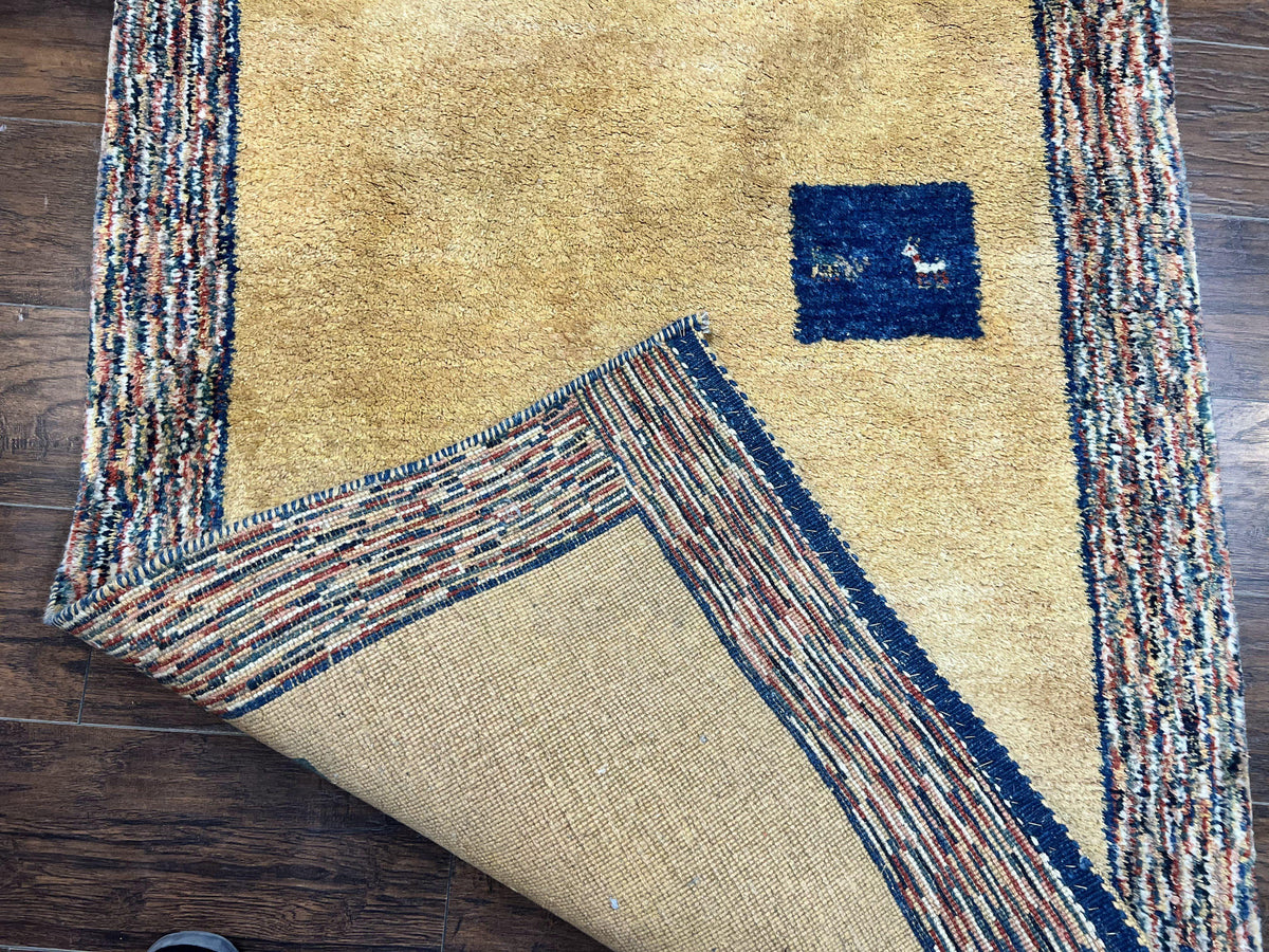 Indo Gabbeh Rug 3.7 x 5, Tribal Rug, Boho Rug, Wool Handmade Carpet - Jewel Rugs, view 12